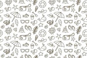 seamless pattern with beach items vector
