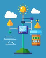 A hightech weather station equipped with solarpowered sensors able to detect changes in temperature humidity and pressure to accurately predict upcoming weather patterns.. vector
