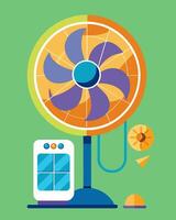 Enjoy the convenience of a portable fan without the need for batteries thanks to the solar panel technology of this product.. illustration. vector