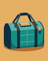 A heavyduty duffel bag with a solar panel attached perfect for charging your devices while traveling or on long outdoor excursions.. illustration. vector