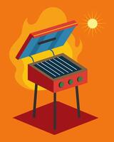 A highpowered solarpowered electric grill capable of reaching scorching temperatures to perfectly sear steaks and cook pizzas all while relying solely on the suns energy.. vector