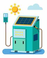 A fixed ice maker powered by solar panels ideal for remote or rural areas with limited access to electricity.. illustration. vector