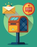 A functional mailbox with a solarpowered notification system alerting residents of mail being received without the need for electricity.. illustration. vector