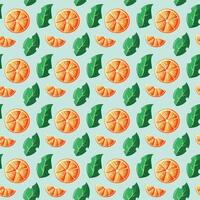 fresh orange and leaf pattern background vector