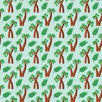 coconut tree pattern illustration with blue background vector