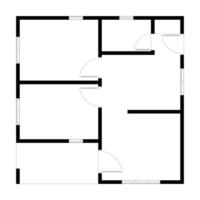 Black and White floor plan of a modern unfurnished house for your design. Suburban house blueprint. Architectural background vector