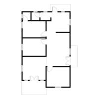Black and White floor plan of a modern unfurnished house for your design. Suburban house blueprint. Architectural background. eps 10 vector