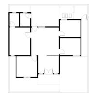 Black and White floor plan of a modern unfurnished house for your design. Suburban house blueprint. Architectural background. eps 10 vector