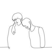 man helping to walk or stand - one line art . concept drunk, weak, fainting man vector