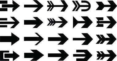 a set of Black arrow icon different type white background vector