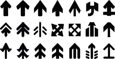 a set of Black arrow icon different type white background vector