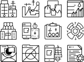 Data analysis thin line icon set vector