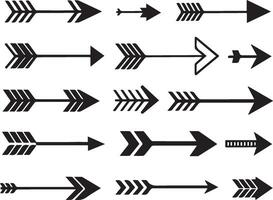 a set of Black arrow icon different type white background vector