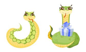 selection of snakes simple style characters funny vector