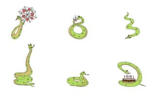 cartoon interesting snakes different situations vector