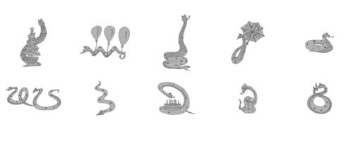 black and white drawing of a snake with new vector