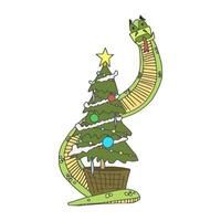 humorous character with a decorated Christmas tree vector