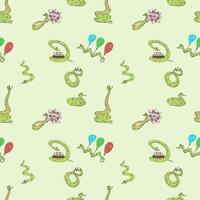pattern snake characters cartoon style different vector