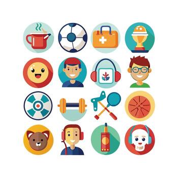 aficiones y intereses icono conjunto colección para documentos, sitios web y móvil aplicaciones vector