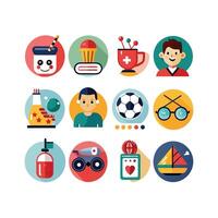 Hobbies and Interests Icon Set Collection for Documents, Websites and Mobile Applications vector