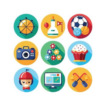 aficiones y intereses icono conjunto colección para documentos, sitios web y móvil aplicaciones vector