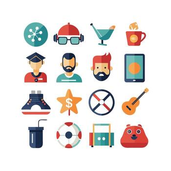 aficiones y intereses icono conjunto colección para documentos, sitios web y móvil aplicaciones vector