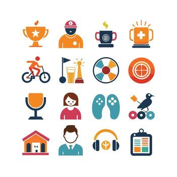 aficiones y intereses icono conjunto colección para documentos, sitios web y móvil aplicaciones vector