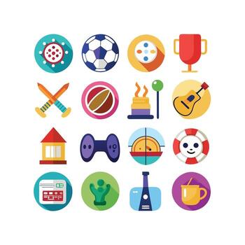 aficiones y intereses icono conjunto colección para documentos, sitios web y móvil aplicaciones vector