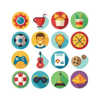 aficiones y intereses icono conjunto colección para documentos, sitios web y móvil aplicaciones vector