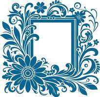 Elegant Black Silhouette Photo Frame with Intricate Floral Patterns vector