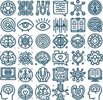 Comprehensive Collection of 30 Brain-Related Outline Icons with Editable Strokes vector