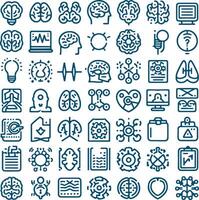 Comprehensive Collection of 30 Brain-Related Outline Icons with Editable Strokes vector