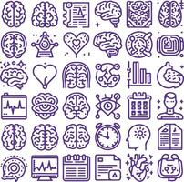 Editable Stroke Icons 30 Detailed Illustrations of Brain-Related Concepts vector