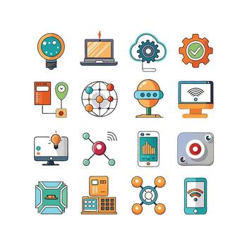 Technology Icon Set Illustration for Documents, Websites and Mobile Applications vector