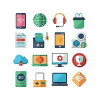 Technology Icon Set Illustration for Documents, Websites and Mobile Applications vector