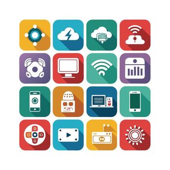 tecnología icono conjunto ilustración para documentos, sitios web y móvil aplicaciones vector