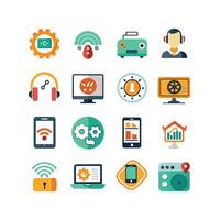 Technology Icon Set Illustration for Documents, Websites and Mobile Applications vector