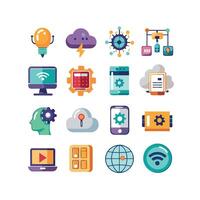 Technology Icon Set Illustration for Documents, Websites and Mobile Applications vector