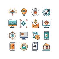 Technology Icon Set Illustration for Documents, Websites and Mobile Applications vector