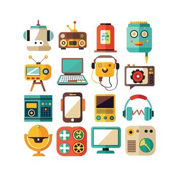 Technology Icon Set Illustration for Documents, Websites and Mobile Applications vector