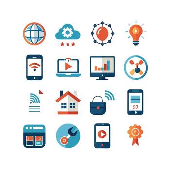 Technology Icon Set Illustration for Documents, Websites and Mobile Applications vector