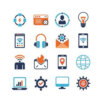 Technology Icon Set Illustration for Documents, Websites and Mobile Applications vector