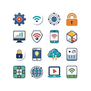 Technology Icon Set Illustration for Documents, Websites and Mobile Applications vector