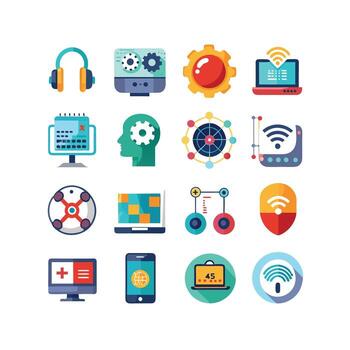 Technology Icon Set Illustration for Documents, Websites and Mobile Applications vector
