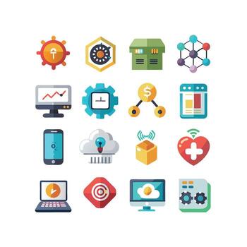 Technology Icon Set Illustration for Documents, Websites and Mobile Applications vector