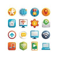 Technology Icon Set Illustration for Documents, Websites and Mobile Applications vector