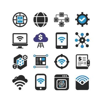 Technology Icon Set Illustration for Documents, Websites and Mobile Applications vector
