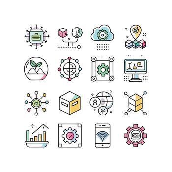 tecnología icono conjunto ilustración para documentos, sitios web y móvil aplicaciones vector