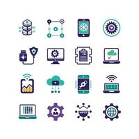 Technology Icon Set Illustration for Documents, Websites and Mobile Applications vector