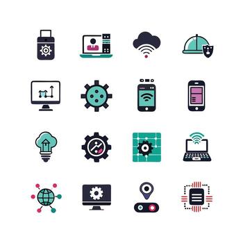 Technology Icon Set Illustration for Documents, Websites and Mobile Applications vector
